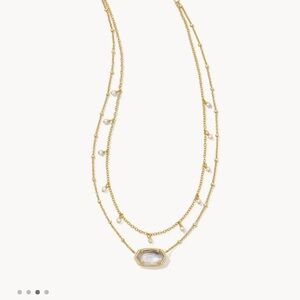 Kendra Scott Elisa Gold Pearl Multi Strand Necklace Authentic Designer Jewelry